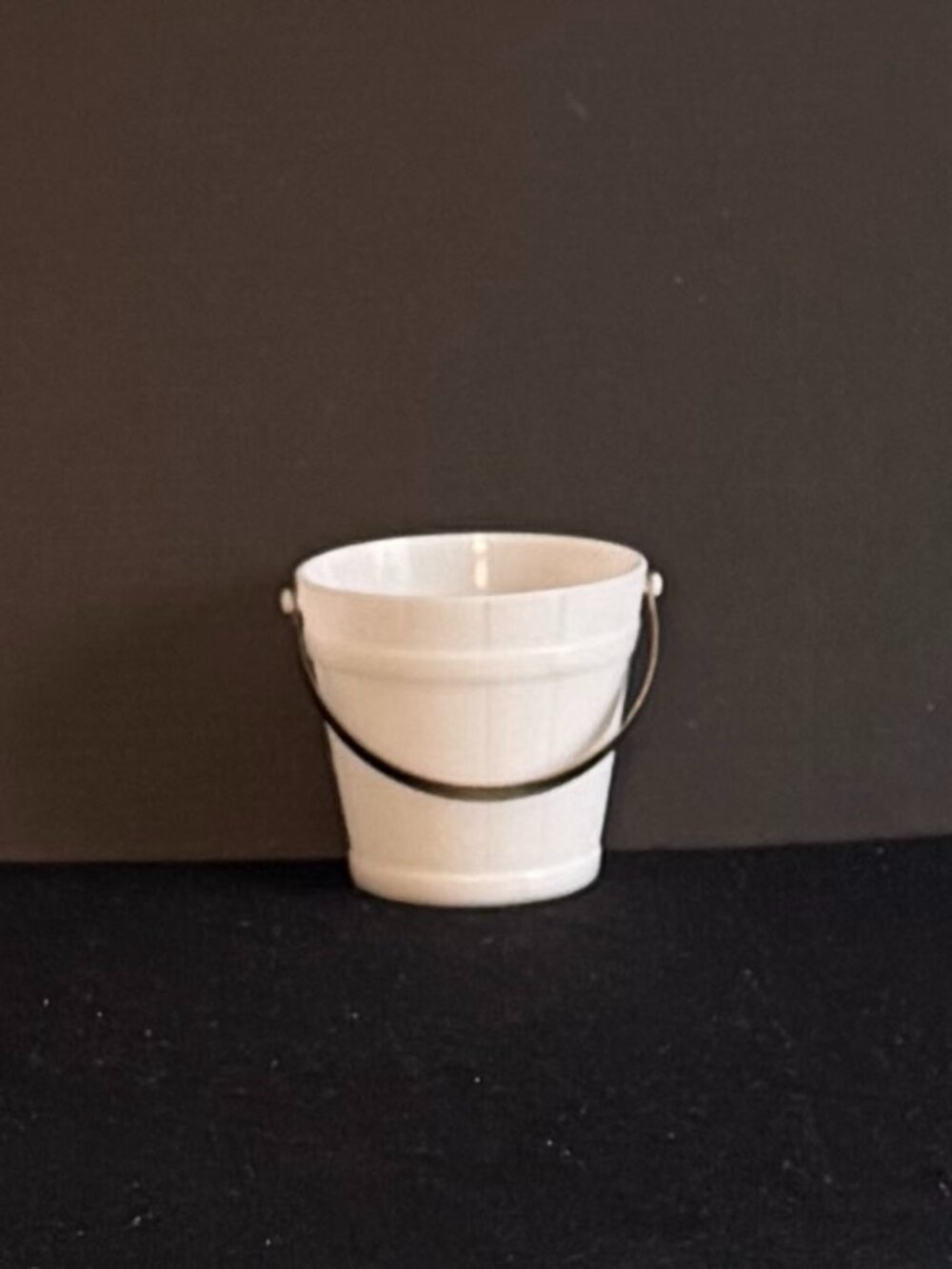 Vintage White Milk Glass Ice Bucket W/Hammered Gold-Tone Handle